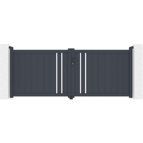 Portail aluminium battant 3m GIONA 300x120cm gris