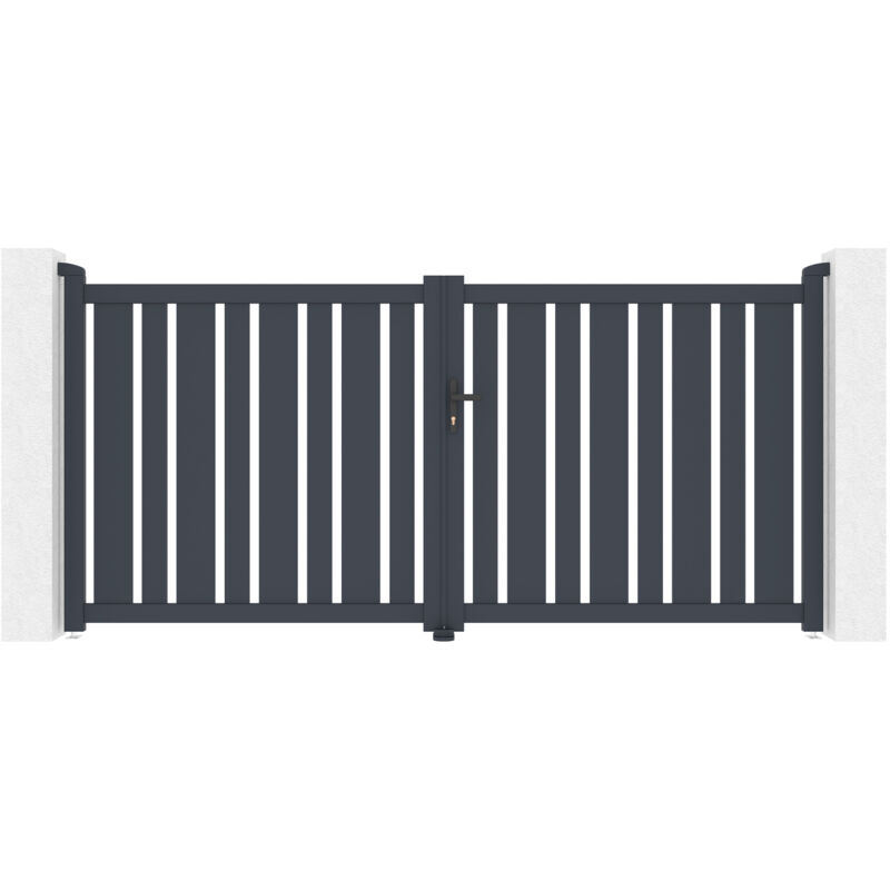 Portail aluminium battant 3m veymont 300x140cm gris