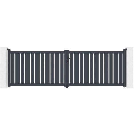 Portail aluminium battant 4m VEYMONT 400x120cm gris