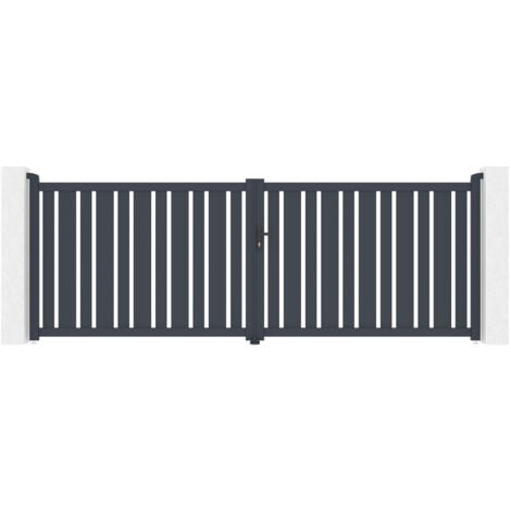Portail aluminium battant 4m VEYMONT 400x140cm gris