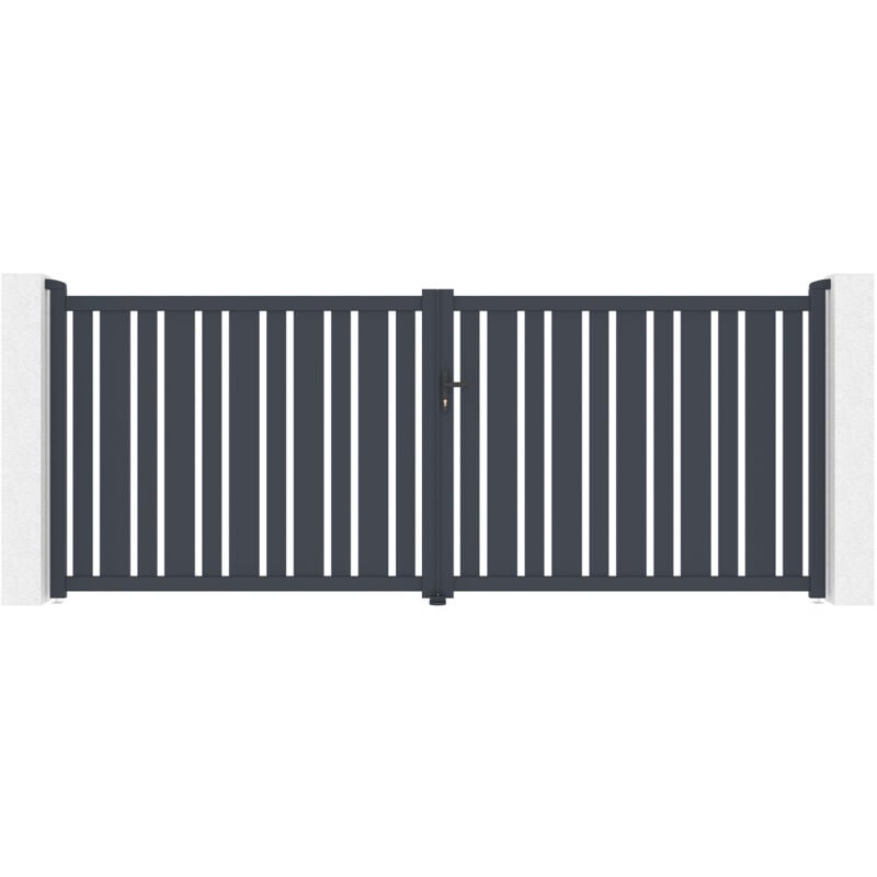 Portail aluminium battant 4m veymont 400x160cm gris