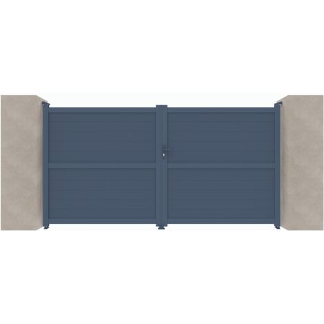 Portail aluminium battant C02 Gris 7016 - Largeur entre piliers 4060mm - Hauteur 1800mm