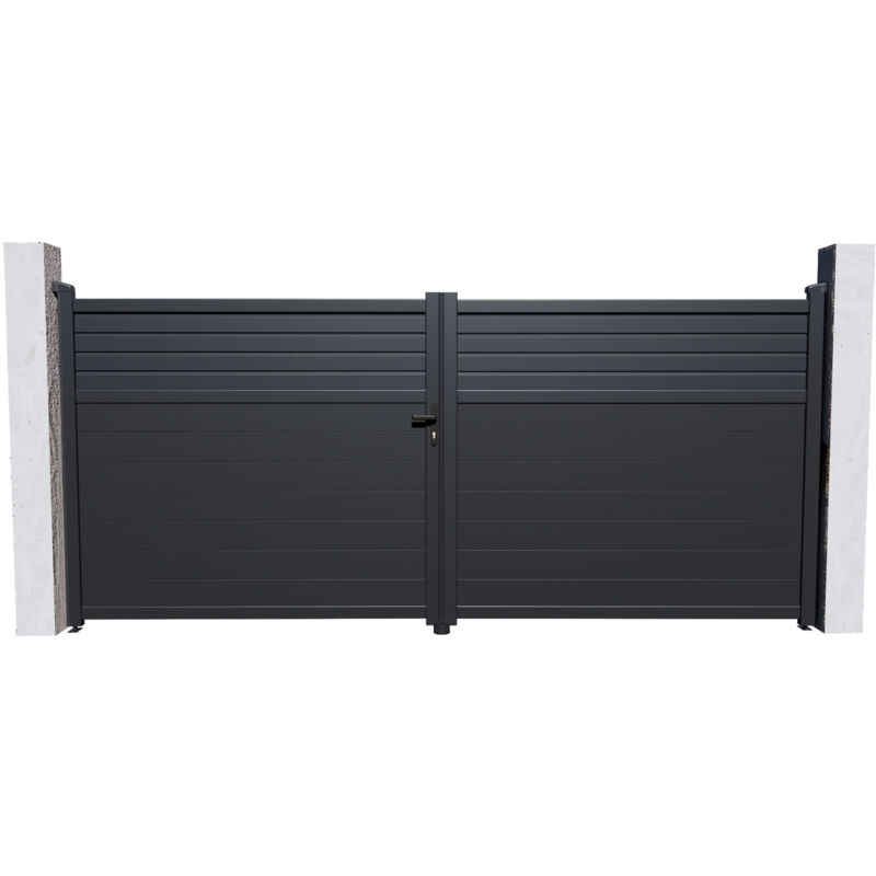 Portail battant 4m carpatia H.160cm aluminium gris