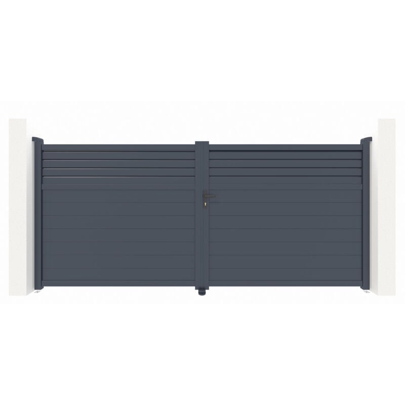 Portail battant 4m carpatia H.180cm aluminium gris