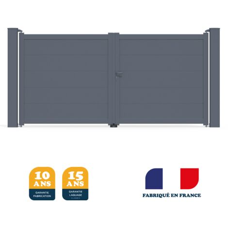 Portail aluminium battant prêt à poser – Gris anthracite RAL 7016 – Largeur 356 cm – Hauteur 172 cm – Fabrication française