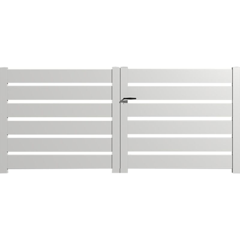 Portail aluminium battant sah en kit dimensions L.3000 (entre piliers) x H.1500 mm Couleurs Blanc (ral 9010)