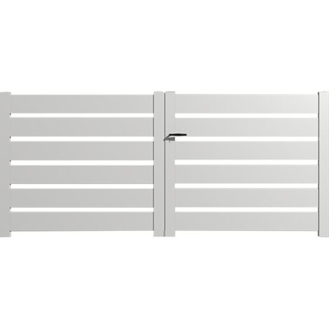 Portail aluminium battant SAH en kit dimensions L.3500 (entre piliers) x H.1500 mm Couleurs Blanc (RAL 9010)