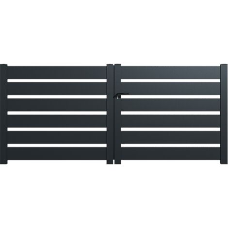 Portail aluminium battant SAH en kit dimensions L.3500 (entre piliers) x H.1500 mm Couleurs Gris (RAL 7016)