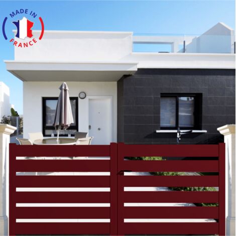 Portail aluminium battant SAH en kit dimensions L.4000 (entre piliers) x H.1500 mm Couleurs Rouge (RAL 3004)