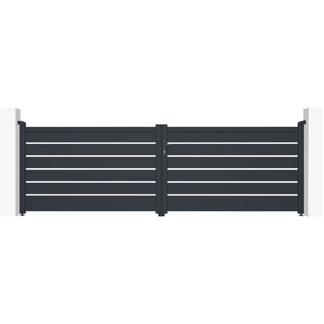 Portail aluminium battant VOGEL 400x120cm GRIS