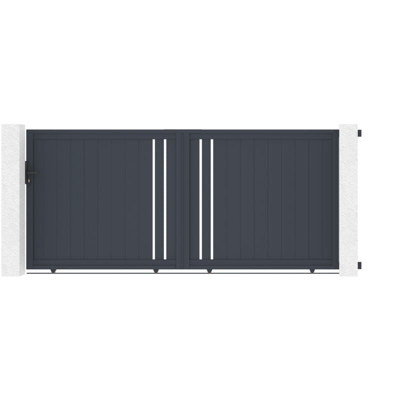 Portail aluminium coulissant 3,5m giona 350x160cm gris
