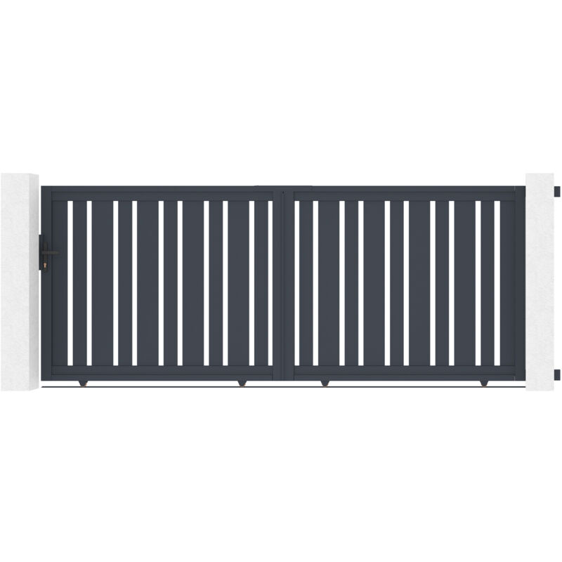 Portail aluminium coulissant 3,5m VEYMONT 350x140cm gris