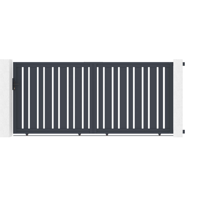 Portail aluminium coulissant 3,5m veymont 350x160cm gris