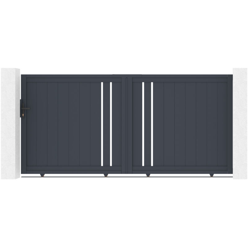 Portail aluminium coulissant 3m giona 300x140cm gris