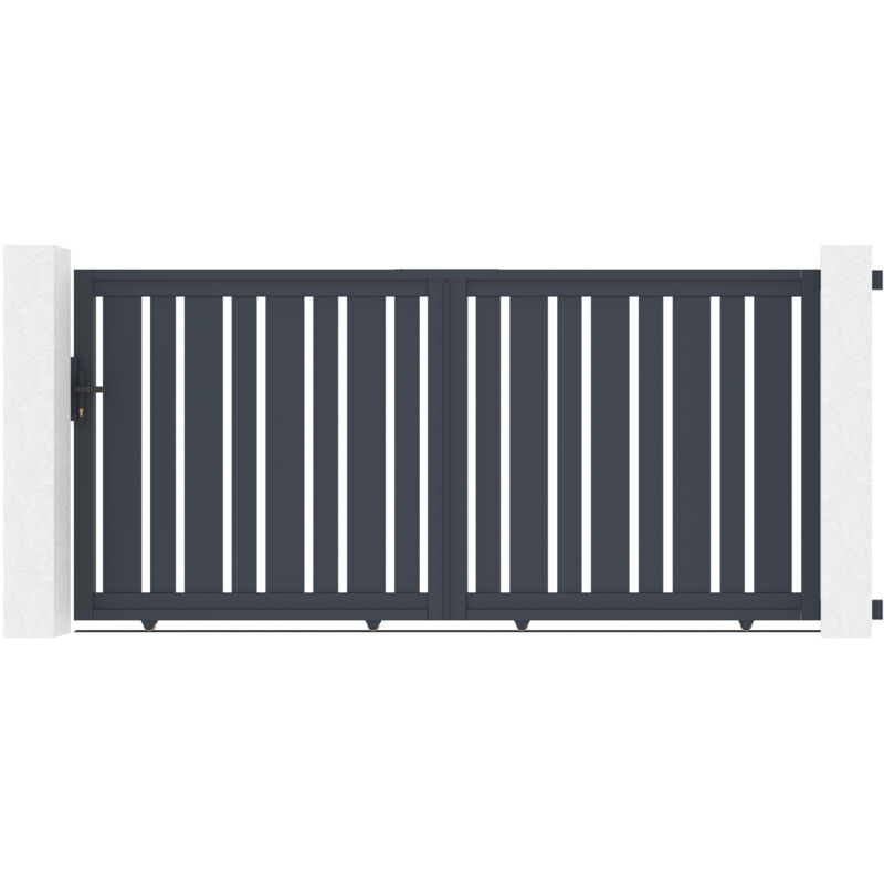 Portail aluminium coulissant 3m veymont 300x140cm gris