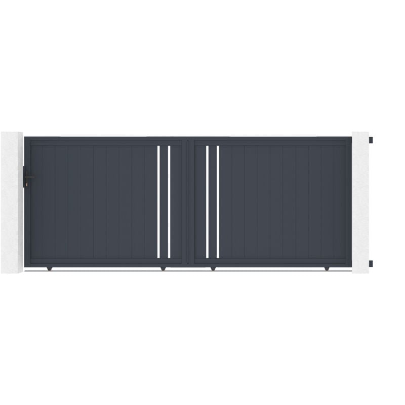 Portail aluminium coulissant 4m giona 400x160cm gris