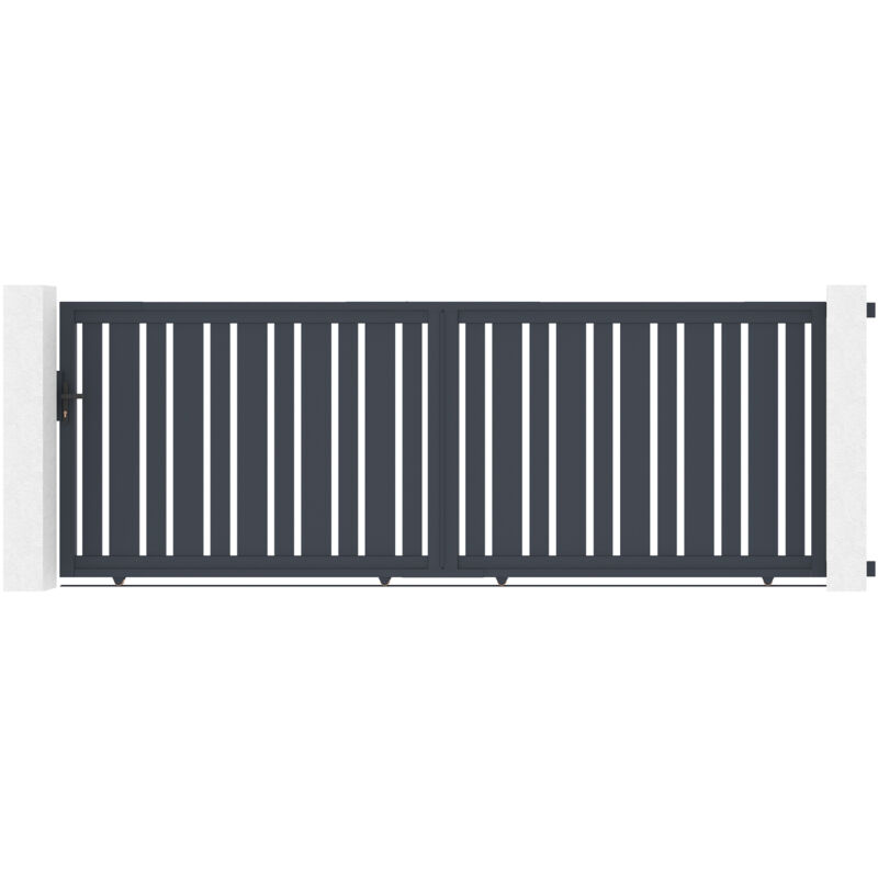 Portail aluminium coulissant 4m veymont 400x140cm gris