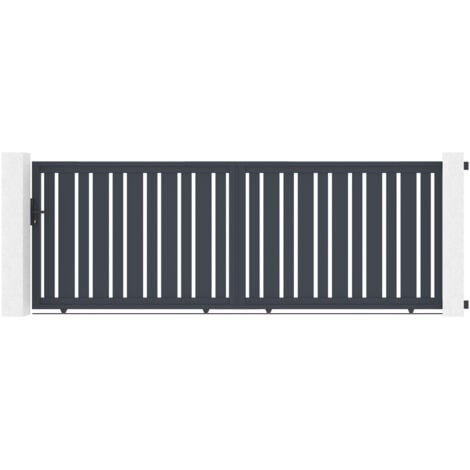 Portail aluminium coulissant 4m VEYMONT 400x140cm gris