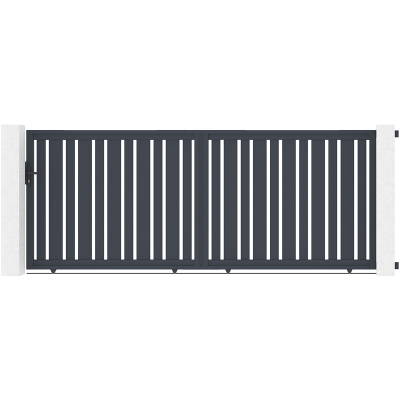 Portail aluminium coulissant 4m veymont 400x160cm gris