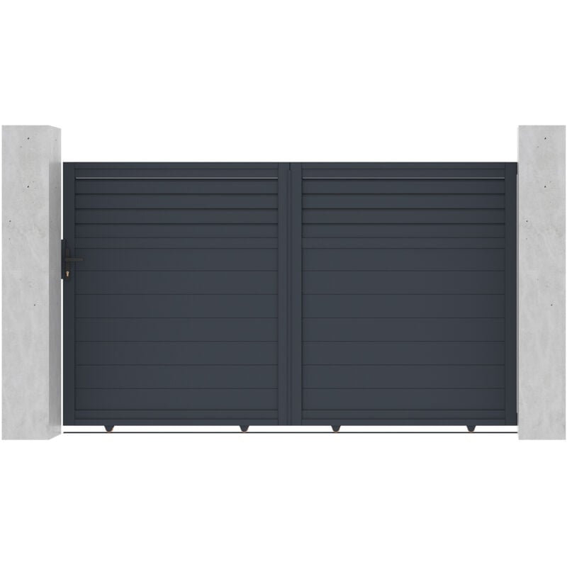 Portail coulissant 3m carpatia H.180cm aluminium gris