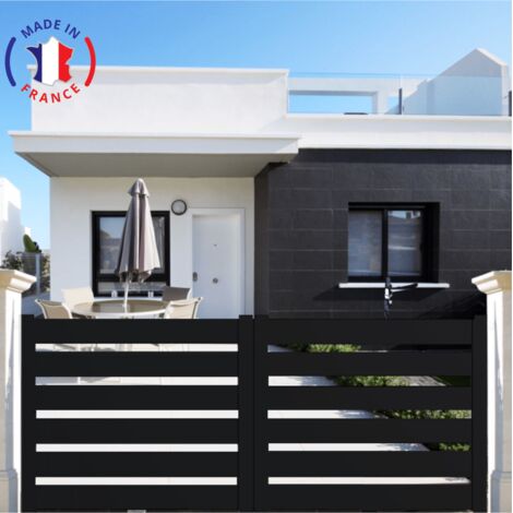 Portail aluminium coulissant SAH en kit dimensions L.3500 (entre piliers) X H.1500 mm Couleurs Noir (RAL 9005)