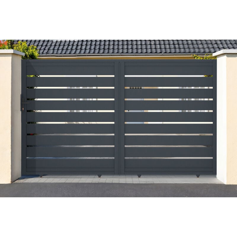 Portail coulissant 3m vogel H.180cm aluminium gris