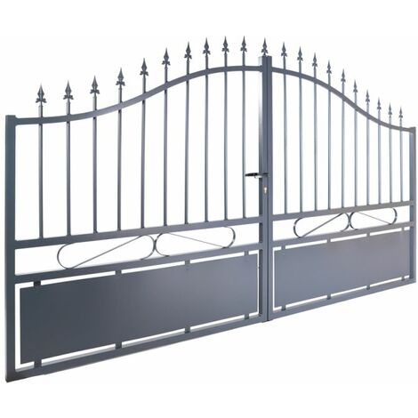 Portail aluminium double battants - Jais - Gris anthracite