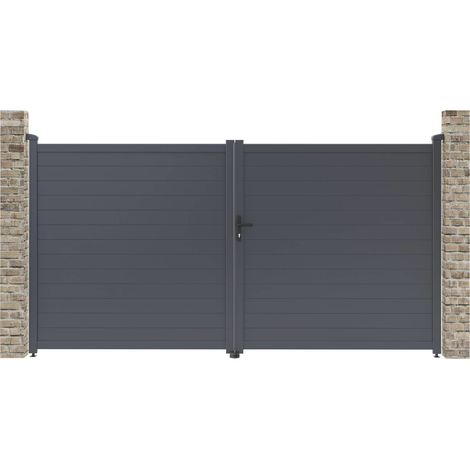 Portail aluminium Marc - 349.5 x 180.9 cm - Gris