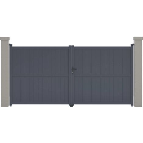 Portail aluminium "Maurice" - 349.5 x 155.9 cm - Gris