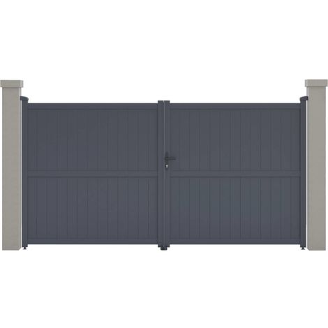 Portail aluminium Maurice - 349.5 x 180.9 cm - Gris