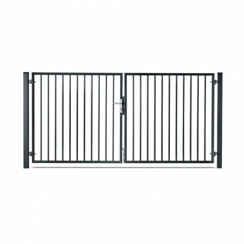 Portail barreaudé acier galvanisé passage 4m00 h 1m00 Gris anthracite