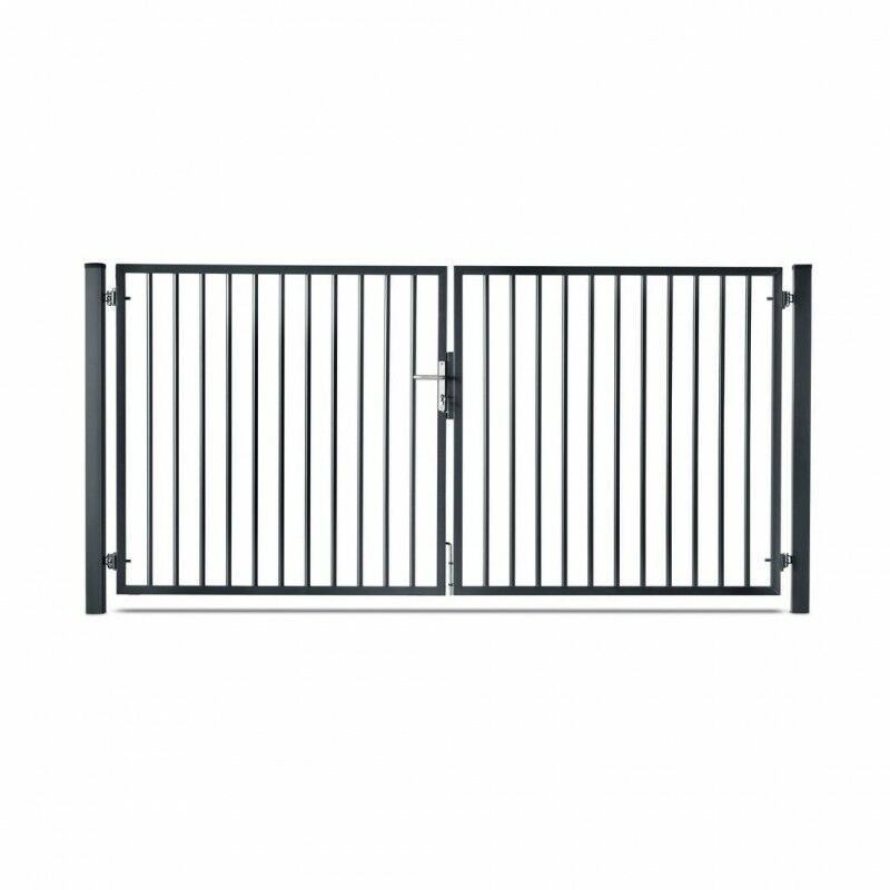 Portail barreaudé acier galvanisé passage 3m00 h 1m20 Gris anthracite