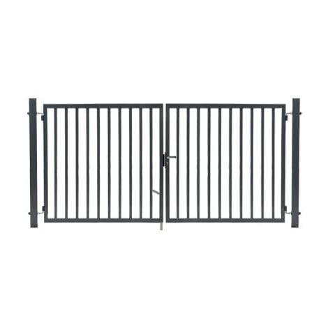 Portail Barreaudé Gris JARDIPLUS - Largeur 2m - 1 mètre