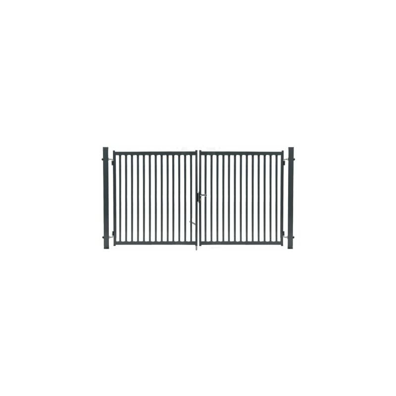 Portail Barreaudé Gris JARDIPLUS - Largeur 4m - 1 mètre