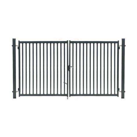 Portail Barreaudé Gris JARDIPLUS - Largeur 4m - 2 mètres