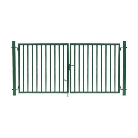 Portail Barreaudé Vert JARDIPLUS - Largeur 2m - 1,75 mètre