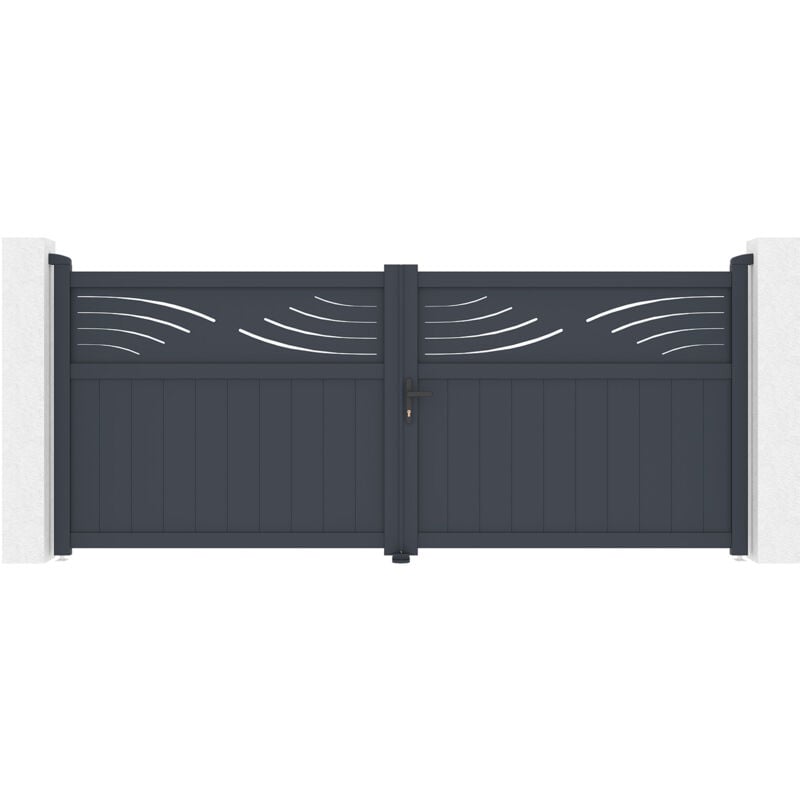 Portail battant 3,4m halti H.140 aluminium gris