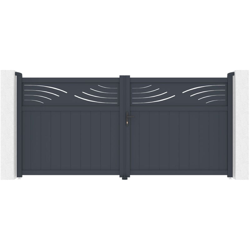 Portail battant 3,4m halti H.160 aluminium gris