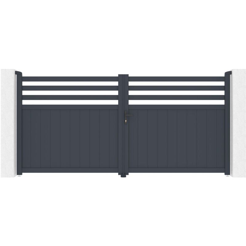 Portail battant 3,4m nevis H.160 aluminium gris