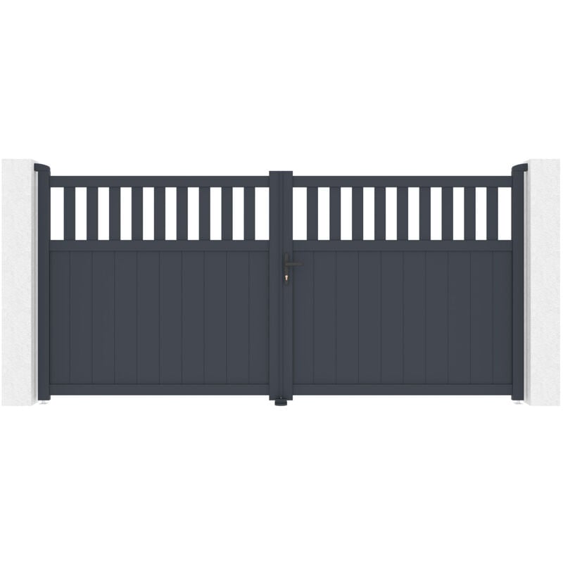 Portail battant 3,4m SANTIS H.160 aluminium gris