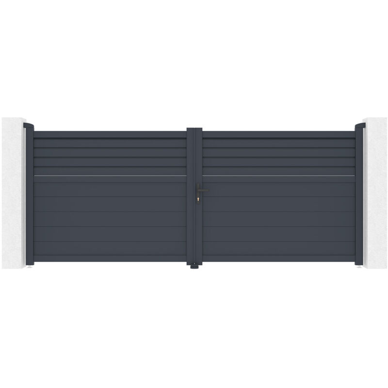 Portail battant 3,5m carpatia H.140 aluminium gris