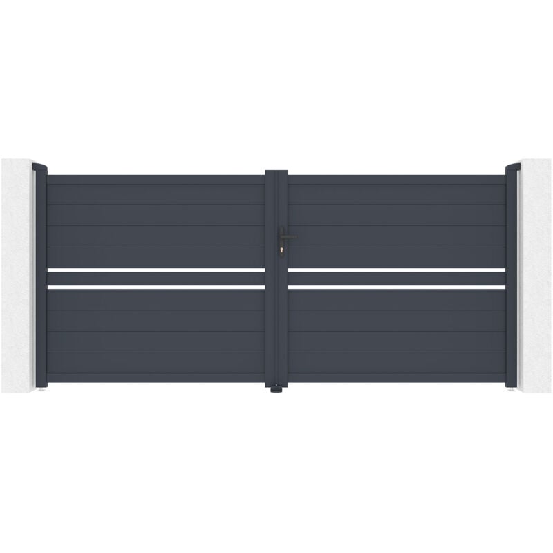 Portail battant 3,5m cimone H.160 aluminium gris