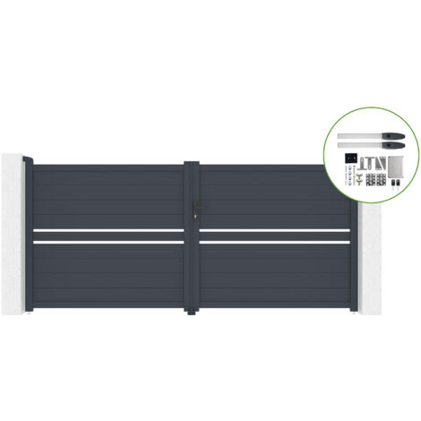 Portail battant 3,5m CIMONE H.160cm alu + motorisation HICKER B200