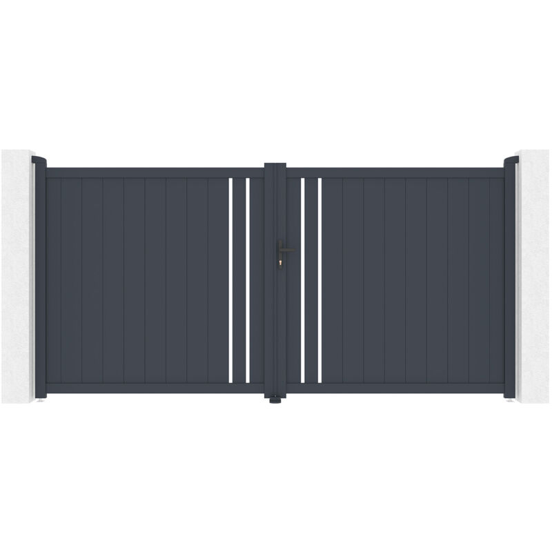 Portail battant 3,5m giona H.180 aluminium gris
