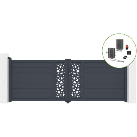 Portail battant 3,5m SUNNY H.120cm alu + motorisation BUNKER B500