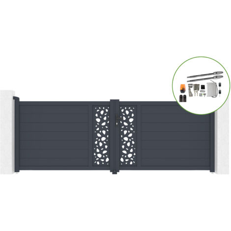 Portail battant 3,5m SUNNY H.120cm alu + motorisation TANKER B250