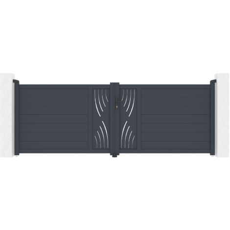 Portail battant 3,5m VELETA H.120 aluminium gris