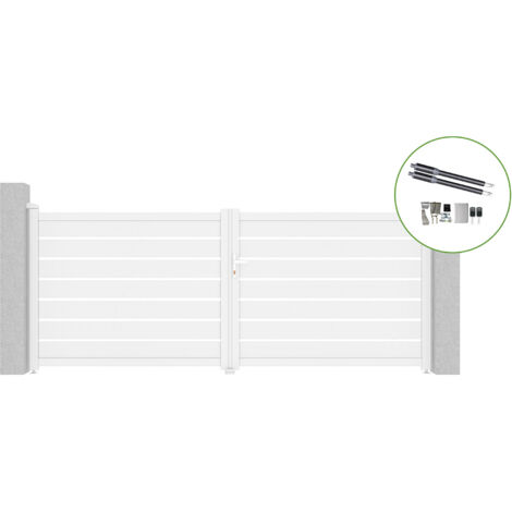 Portail battant 3,5m VOGEL H.140cm alu blanc + motorisation RANGER B150