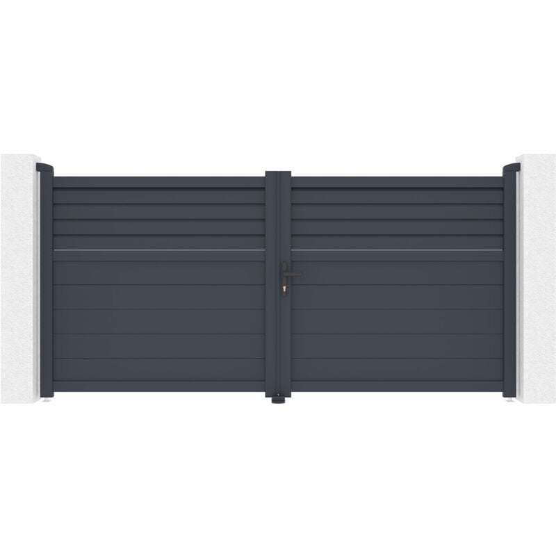 Portail battant 3m carpatia H.140 aluminium gris