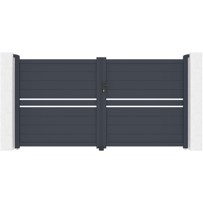 Portail battant 3m cimone H.160 aluminium gris
